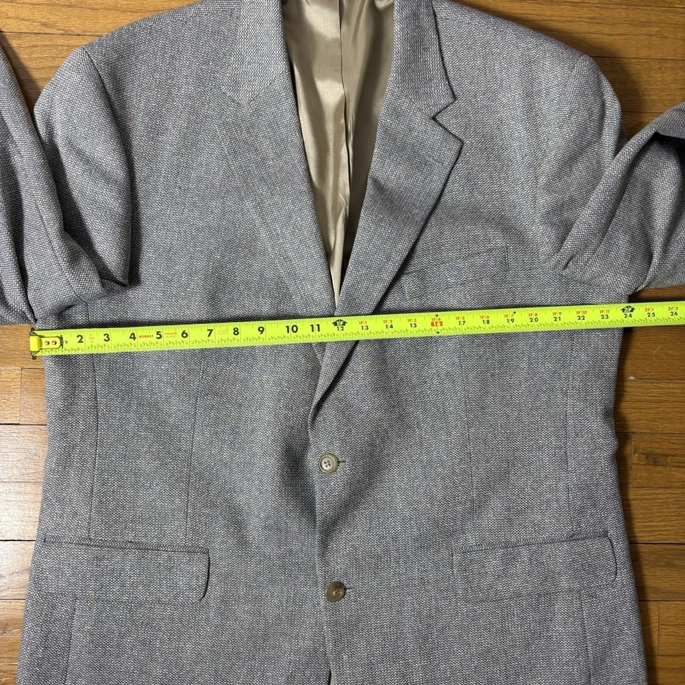 Lands' End Men's 46L Gray Beige Silk Wool Blend Single Vent Two Button Blazer - Picture 12 of 12